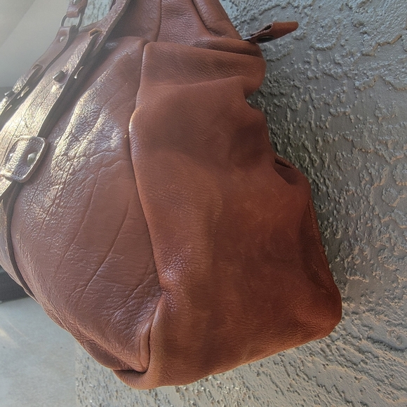 Corsia Italian Leather Satchel Bag Brown Distressed Vintage Style - Picture 7 of 12